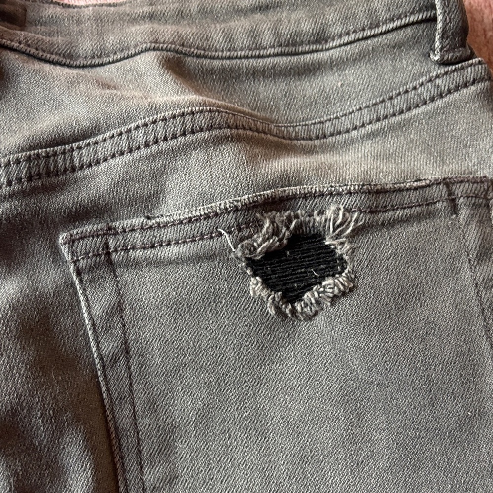 High Rise Distressed Jeans - Green - Picture 4 of 5